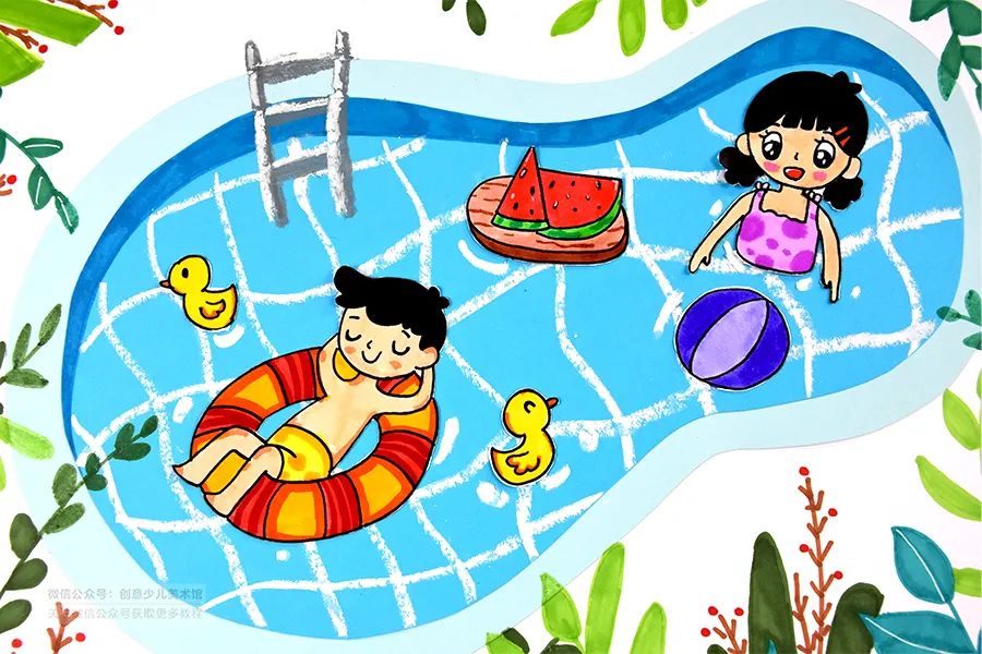 儿童体育运动游泳简笔画儿童画（创意游泳儿童画画法步骤）