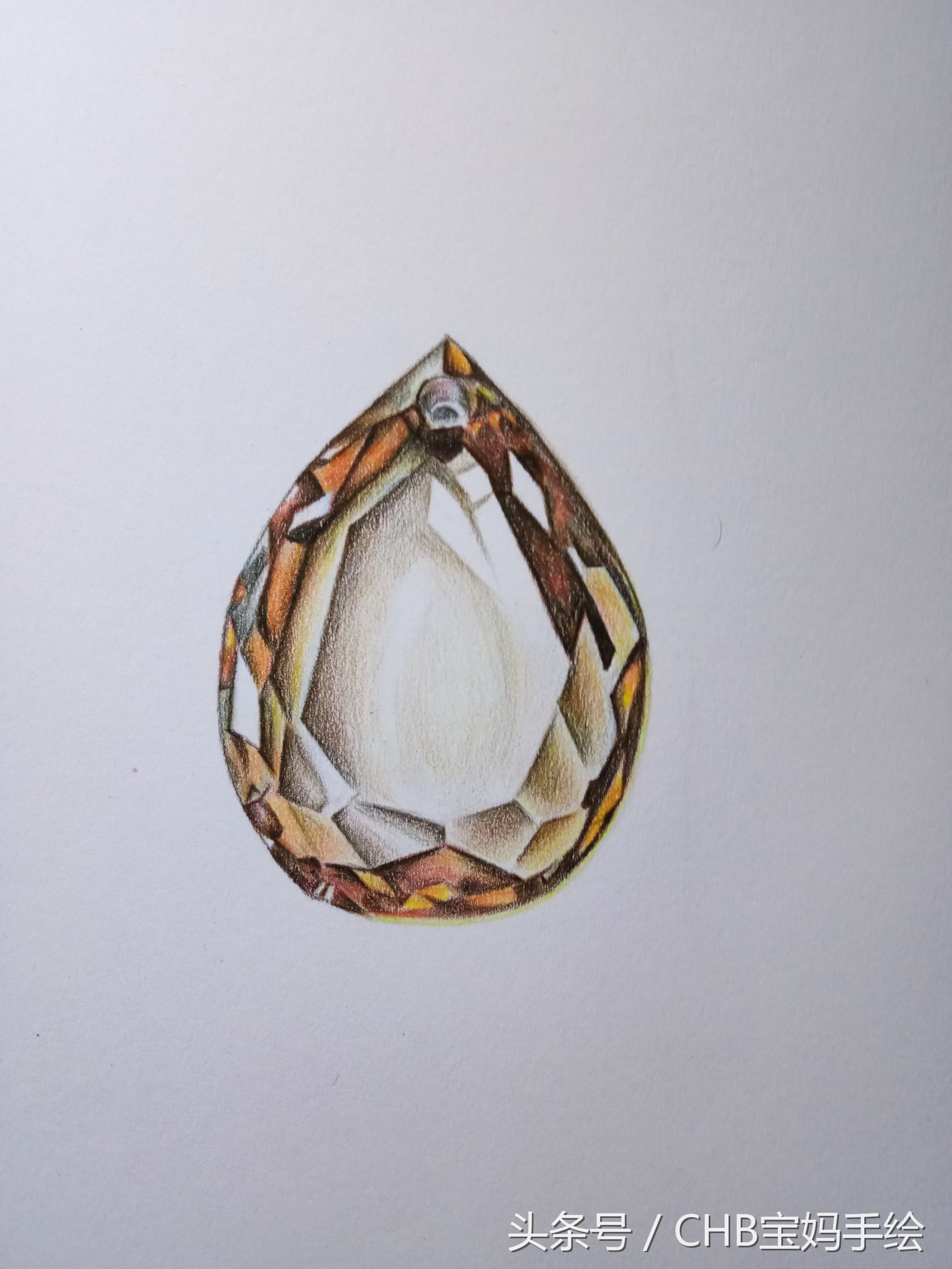 彩铅钻石手绘画法步骤教程（妈妈为孩子学一颗钻石彩铅手绘过程）