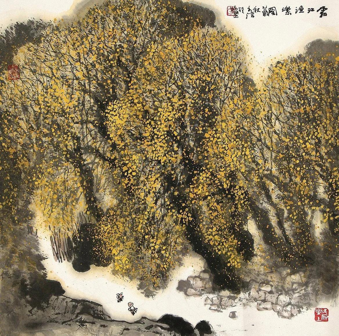 当代著名画家李文信的手笔，平淡中显奇趣的李氏山水画
