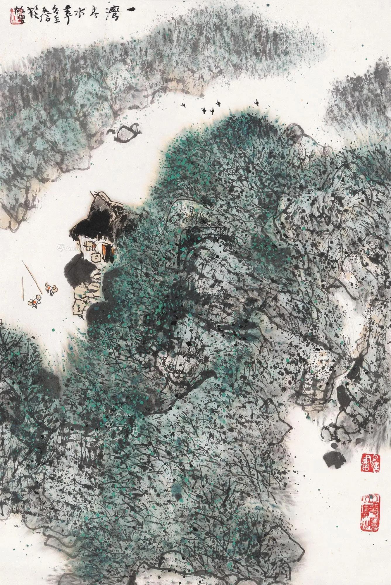 当代著名画家李文信的手笔，平淡中显奇趣的李氏山水画