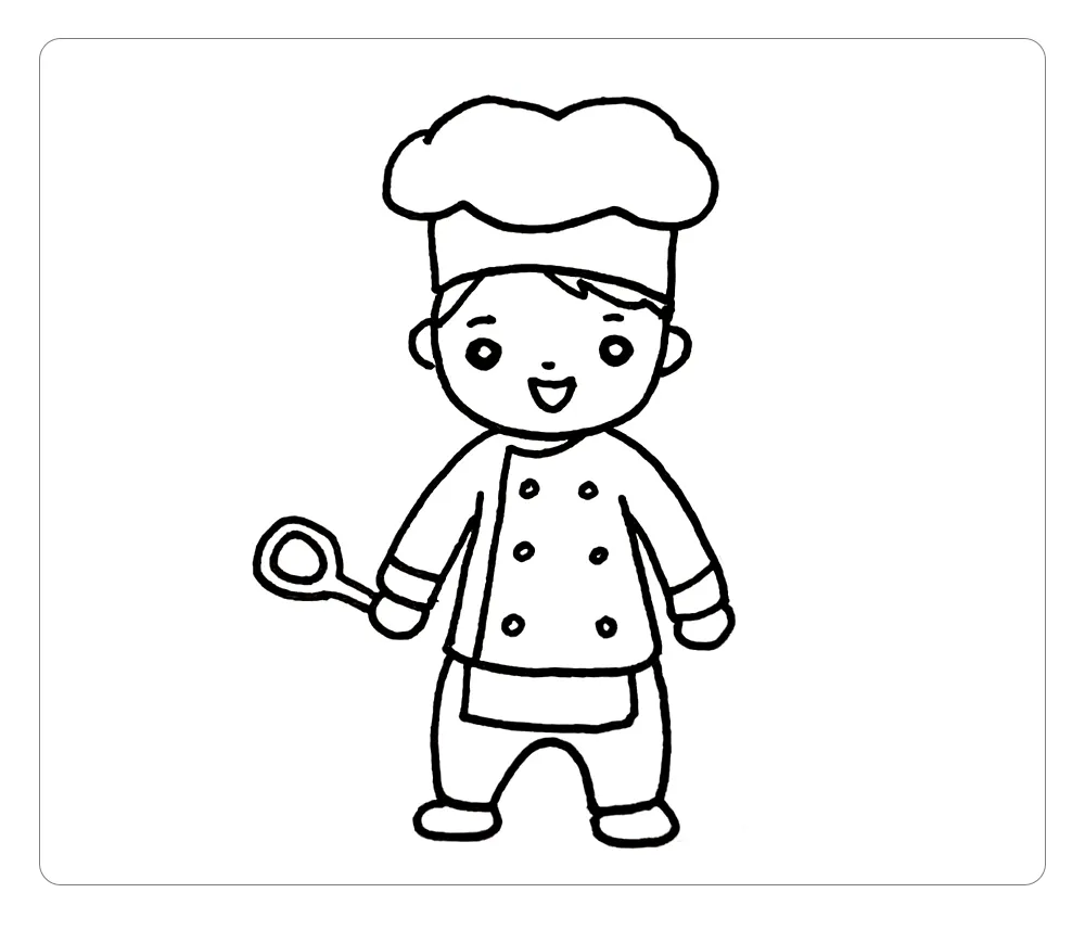 教你画小厨师彩色简笔画（卡通厨师简笔画图文步骤教程）