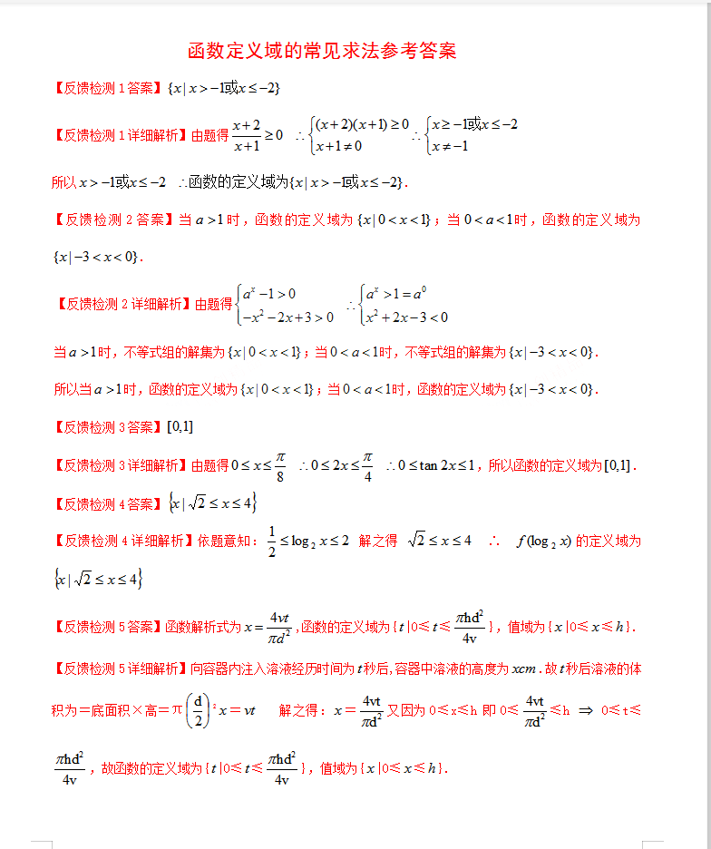 函数定义域4种解题方法汇总，高中数学函数题型